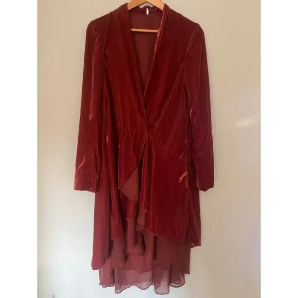 Free people velvet coatigan satin lined size small - Picture 1 of 3